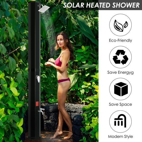 MAMIZO Outdoor Solar Shower, 10.6 Gallon/16 Gallon Solar Heated Shower with Shower Head and Foot Shower Tap, 2-Section Pool Shower with Protective Cover for Backyard, Garden, Beach Spa (16 GAL)