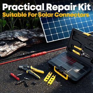 DxCRIMP Solar Crimper Tool Kit for 14-10 AWG Solar Panel Cable with 1PCS Solar Crimper and 1PCS Wire Strippers and 12Pairs Solar connectors and 1Pair Spanner Wrench, Solar Installation Assembly Tools