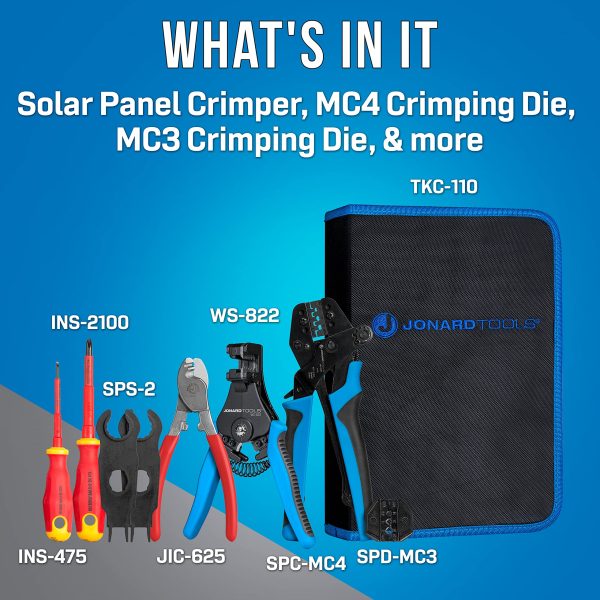 Jonard Tools SPK-100 Solar Panel Crimping Tool Kit for MC3 and MC4 Connector Contacts with Included Spanners and Insulated Screwdrivers