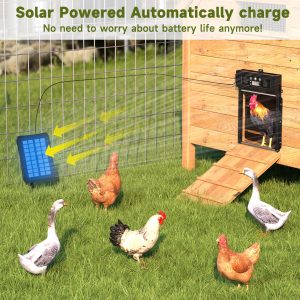 Automatic Chicken Coop Door, Solar Powered Chicken Coop Door with Timer, 4,000mAh Battery Operated,Auto Chicken Door with Light Sensor and Remote Controls