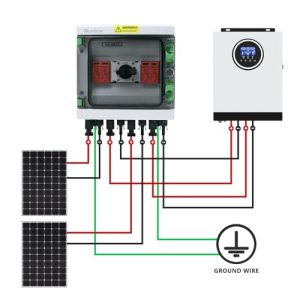 CNLonQcom Solar Disconnect Switch 2 Stinrgs 32 Amp DC1000V with Surge Protector and IP65 Waterproof Solar PV Combiner Box for Outdoor Solar Panel System