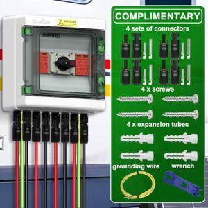 CNLonQcom Solar Disconnect Switch 2 Stinrgs 32 Amp DC1000V with Surge Protector and IP65 Waterproof Solar PV Combiner Box for Outdoor Solar Panel System