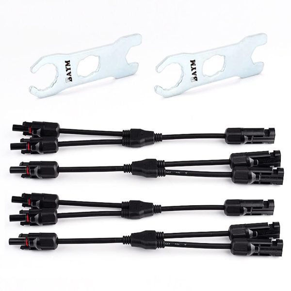 BAYM Metal Spanner 2 to 1 Solar Panel 3 to 1 Y Branch Cable Connector 4 to 1 Solar Wire Connector Y-Type Y3 Y4 Y5 Coupler Combiner (Y3 2pair+ Spanner 1pair)