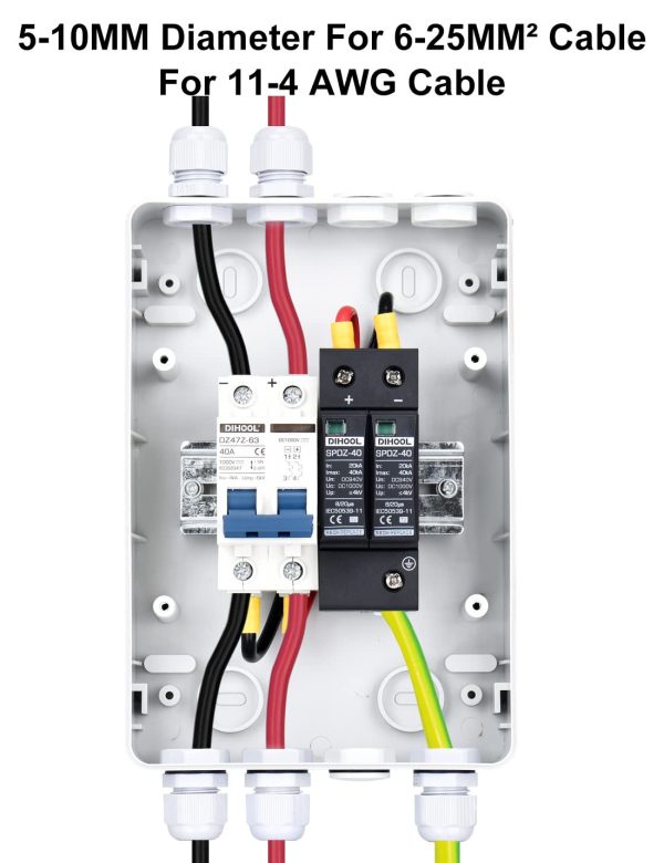 DIHOOL Solar Panel Disconnect Switch, RV Breaker Box, 40 Amp DC1000V PV Combiner Box IP65