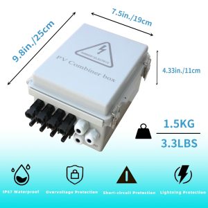 LiuTaoWMX Solar Combiner Box, PV Combiner Box with Circuit Breaker (4 String Combiner Box)