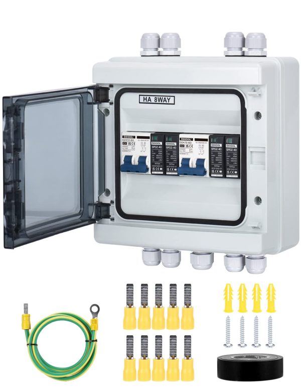 DIHOOL Solar Disconnect Switch 2 in 2 out 40 Amp DC500V, PV Combiner Box