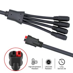 JYFT DC8mm/DC7909 to High Power Port Anderson 4X Combiner Cable for Four Solar Panel to RV Automotive Marine Portable Power Station