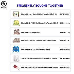 DIN Rail Terminal Blocks Gray Kit by International Connector 20 Dinkle DK2.5N 12 AWG Gauge 20A 600V Ground DK4N-PE Jumper DSS2.5N-10P End Covers End Brackets Grey