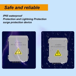 weideer 4 String PV Combiner Box with Circuit Breaker LED 15A Current Fuse Lightning Arreste Solar Combiner Box Waterproof with 3 Digit Combination Lock Mounting Plate for Solar Panel System