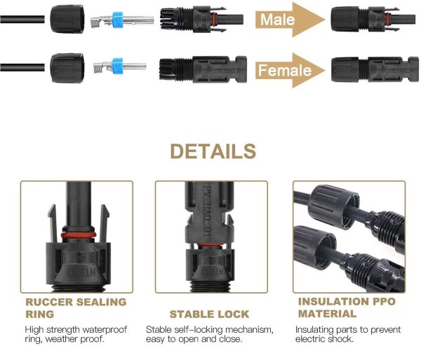 DasMarine Solar Crimping Tools,Solar Combiner box Include Wire Stripper and Cutter,10pcs Male Female Connector, 1 Pair Solar Connector Assembly Tool Spanner,Connector Tools for 2.5/4.0/6.0mm²