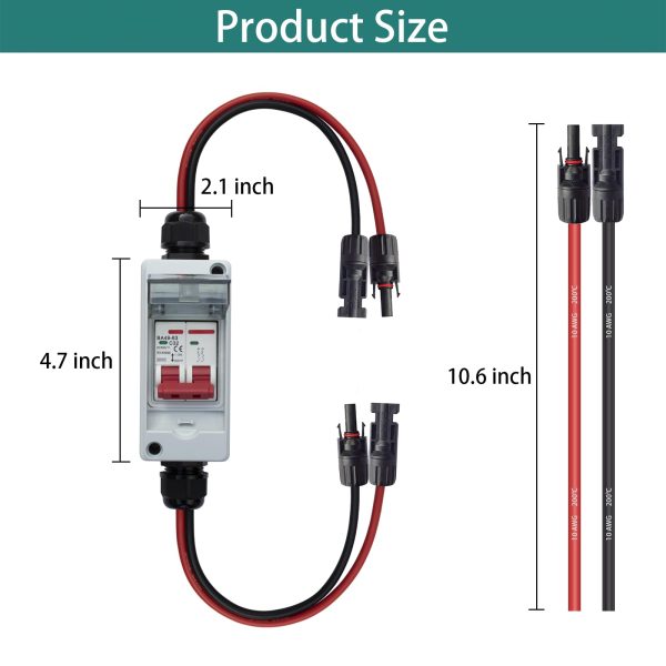 Solar Panel Disconnect Switch Solar Disconnect Switch Solar Breaker Solar Switch with Miniature Circuit Breaker Box 32 Amp Pv Combiner Box Ip65 Outdoor Breaker Box for Solar Power System RV, Boats