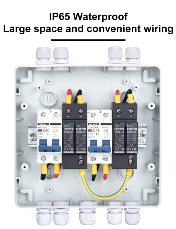 DIHOOL Solar Disconnect Switch 2 in 2 out 40 Amp DC500V, PV Combiner Box