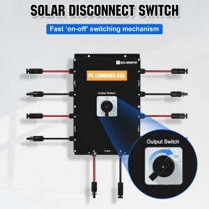 ECO-WORTHY Solar Combiner Box, 4 String PV Combiner Box with 20A in-line Fuse IP67 for On/Off Grid Solar Panel Systems RV(Maximum Support for 1600W Systems)