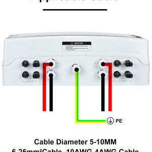 DIHOOL PV solar combiner box for solar panels 4 String 25 Amp IP65 junction box DC500V 50A circuit breaker 4 in 2 out