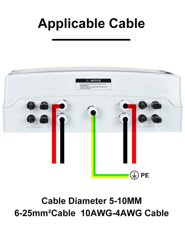 DIHOOL PV solar combiner box for solar panels 4 String 25 Amp IP65 junction box DC500V 50A circuit breaker 4 in 2 out