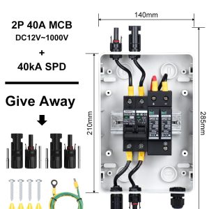 DIHOOL Solar Panel Disconnect Switch Box 40 Amp DC Circuit Breaker Box, 1000V PV Combiner Box for RV