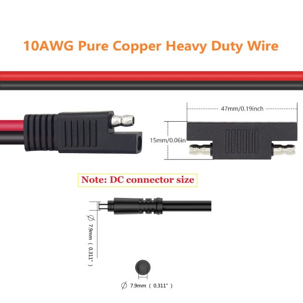 SolarEnz DC8MM to SAE Y Branch Parallel Adapter Solar Combiner Cable for Solar Panel Charge Solar Generator Explorer 160 240 500 1000 1500 2000 and GZ Yeti DC7909 Connector Portable Power Station