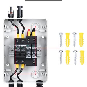 DIHOOL Solar Panel Disconnect Switch Box 40 Amp DC Circuit Breaker Box, 1000V PV Combiner Box for RV