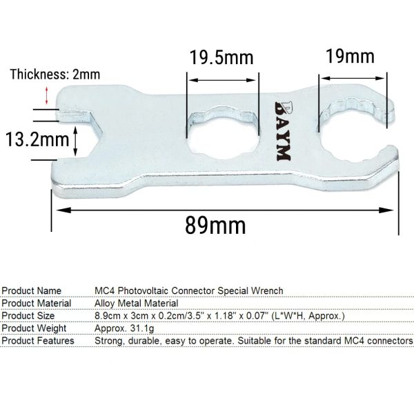 BAYM Metal Spanner 2 to 1 Solar Panel 3 to 1 Y Branch Cable Connector 4 to 1 Solar Wire Connector Y-Type Y3 Y4 Y5 Coupler Combiner (Y3 2pair+ Spanner 1pair)