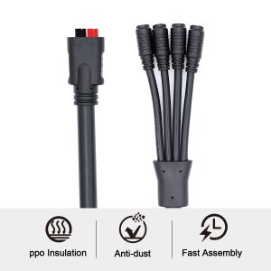 JYFT DC8mm/DC7909 to High Power Port Anderson 4X Combiner Cable for Four Solar Panel to RV Automotive Marine Portable Power Station