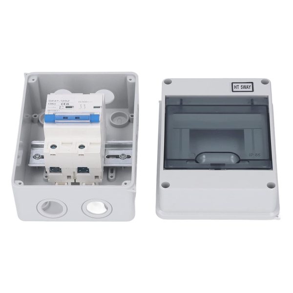 PV Combiner Box, 80A Circuit Breaker 500V DC Disconnect Switch Solar Combiner Box with IP65 Waterproof Distribution Box, for On Off Grid Solar Panel System