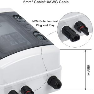 DIHOOL Solar Panel Disconnect Switch Box 40 Amp DC Circuit Breaker Box, 1000V PV Combiner Box for RV