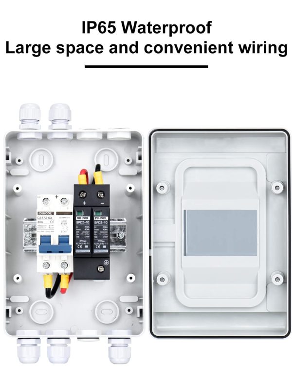 DIHOOL Solar Panel Disconnect Switch, RV Breaker Box, 40 Amp DC1000V PV Combiner Box IP65