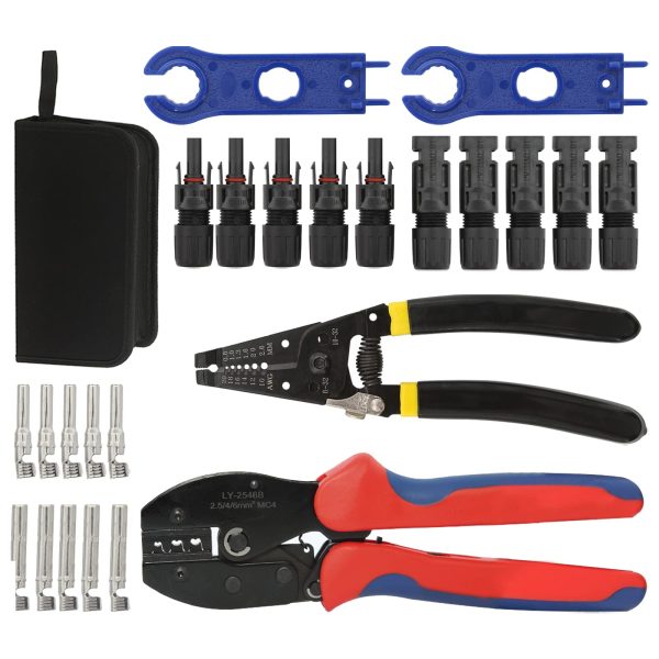 DasMarine Solar Crimping Tools,Solar Combiner box Include Wire Stripper and Cutter,10pcs Male Female Connector, 1 Pair Solar Connector Assembly Tool Spanner,Connector Tools for 2.5/4.0/6.0mm²