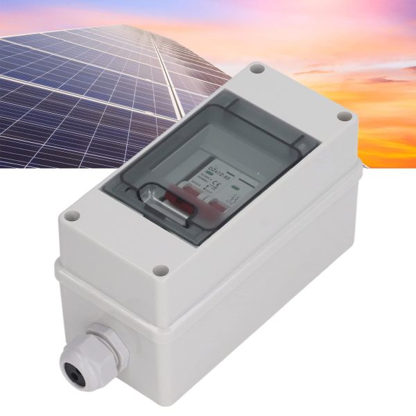 DC Miniature Circuit Breaker, 2 Pole 500V Isolator for Solar PV System, Thermal Magnetic Trip, DIN Rail Mount,Outdoor Use,DC Disconnect Switch with IP65 Waterproof Distribution Combiner Box(63A)