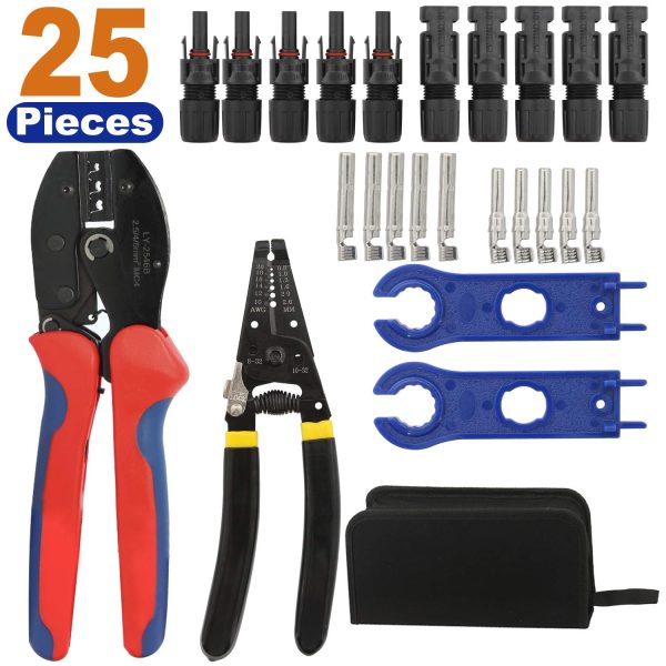 DasMarine Solar Crimping Tools,Solar Combiner box Include Wire Stripper and Cutter,10pcs Male Female Connector, 1 Pair Solar Connector Assembly Tool Spanner,Connector Tools for 2.5/4.0/6.0mm²