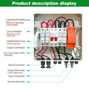 BuyWeek PV Combiner Box, Solar DC Isolator Switch Distribution Box 500V 32A 2 in 1 Out 2 String Disconnect Switch for Solar Panel System