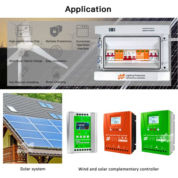 MARS ROCK Lighting Protection Wind Solar Hybrid Power Control Box PV DC Combiner AC Distribution Box for Wind Solar Power System with DC AC SPD Surge Protection Arrester (3000W150-80SPD-X)