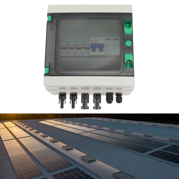 PV Combiner Box, 15A Overload Protection 2 in 1 Out Solar PV Combiner Box 2 String DC1000V IP67 Waterproof for Panels Batteries