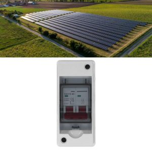 DC Disconnect Switch, IP65 Waterproof 500V 2 String PV Solar Combiner Box Mini Circuit Break Good with Connector for Power Generation System (32A)