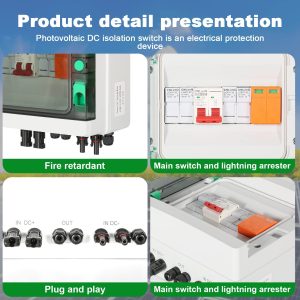 BuyWeek PV Combiner Box, Solar DC Isolator Switch Distribution Box 500V 32A 2 in 1 Out 2 String Disconnect Switch for Solar Panel System