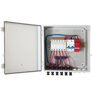 VEVOR PV Combiner Box, 6 String, Solar Combiner Box with 15A Rated Current Fuse, 125A Circuit Breaker, Lightning Arreste and Solar Connector, for On/Off Grid Solar Panel System, IP65 Waterproof