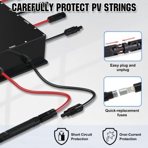 ECO-WORTHY Solar Combiner Box, 4 String PV Combiner Box with 20A in-line Fuse IP67 for On/Off Grid Solar Panel Systems RV(Maximum Support for 1600W Systems)