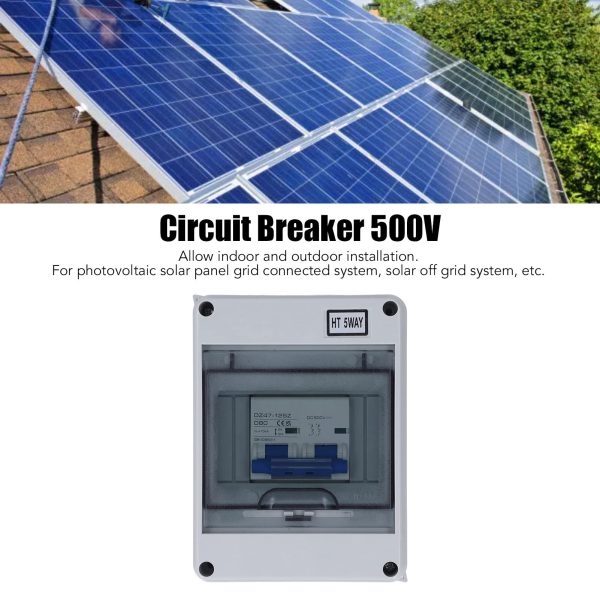 PV Combiner Box, 80A Circuit Breaker 500V DC Disconnect Switch Solar Combiner Box with IP65 Waterproof Distribution Box, for On Off Grid Solar Panel System