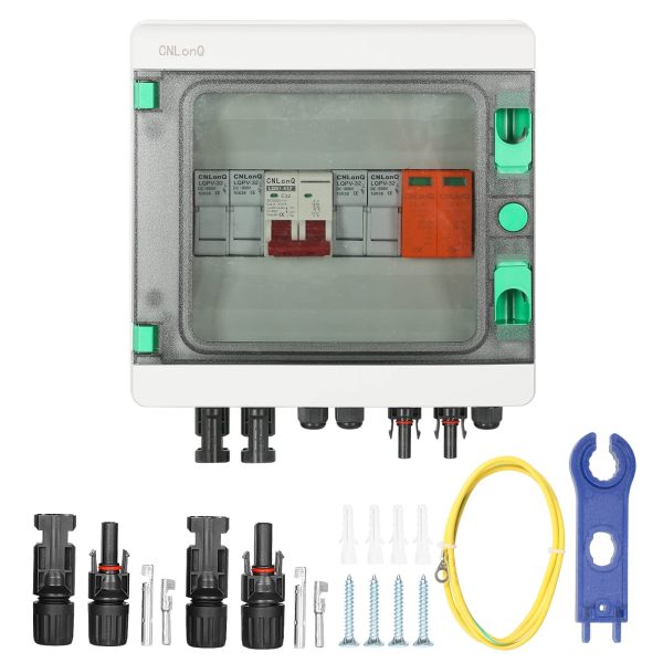 BuyWeek PV Combiner Box, Solar DC Isolator Switch Distribution Box 500V 32A 2 in 1 Out 2 String Disconnect Switch for Solar Panel System