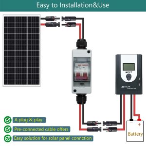 Solar Panel Disconnect Switch Solar Disconnect Switch Solar Breaker Solar Switch with Miniature Circuit Breaker Box 32 Amp Pv Combiner Box Ip65 Outdoor Breaker Box for Solar Power System RV, Boats