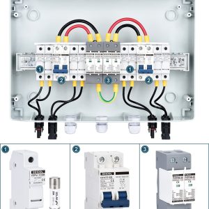 DIHOOL PV solar combiner box for solar panels 4 String 25 Amp IP65 junction box DC500V 50A circuit breaker 4 in 2 out