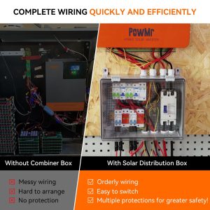 PV Combiner Box 2 String Solar Distribution Box with 25A, 250A DC Circuit Breakers, 63A,125A AC Circuit Breakers, and Surge Protection. Solar PV Breaker Box Perfect for 8K-10KW Solar Inverter Systems