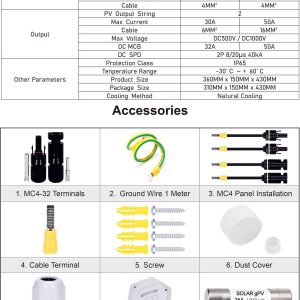 DIHOOL PV solar combiner box for solar panels 4 String 25 Amp IP65 junction box DC500V 50A circuit breaker 4 in 2 out