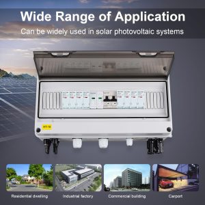 OELFFOW 4 String 32A Solar Combiner Box with 15A Rated Current Fuse, 63A Circuit Breaker, 20kA Surge Protection, IP65 Waterproof for Solar Panel System, DC1000V, Grey Junction Box 4 in 1 Out