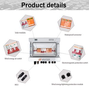 MARS ROCK Lighting Protection Wind Solar Hybrid Power Control Box PV DC Combiner AC Distribution Box for Wind Solar Power System with DC AC SPD Surge Protection Arrester (3000W150-80SPD-X)