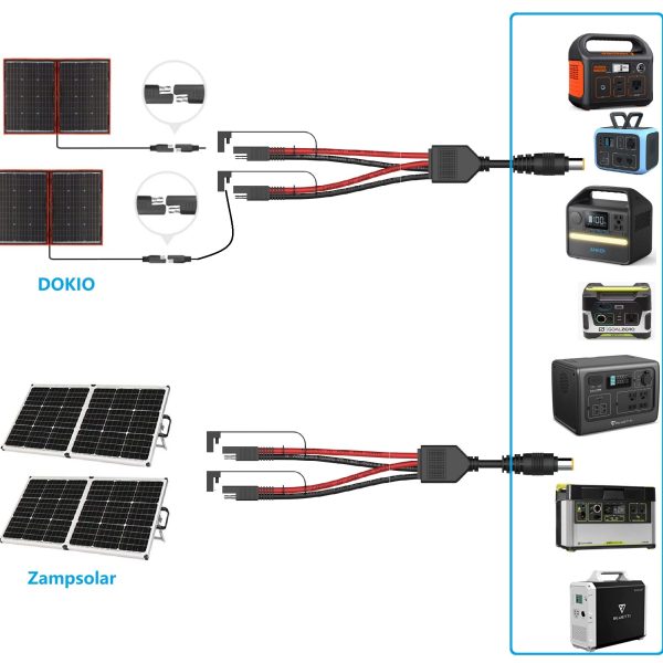 SolarEnz DC8MM to SAE Y Branch Parallel Adapter Solar Combiner Cable for Solar Panel Charge Solar Generator Explorer 160 240 500 1000 1500 2000 and GZ Yeti DC7909 Connector Portable Power Station