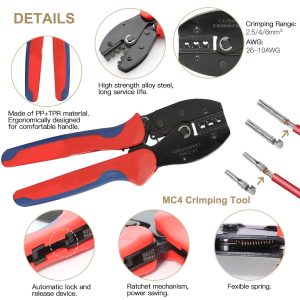 DasMarine Solar Crimping Tools,Solar Combiner box Include Wire Stripper and Cutter,10pcs Male Female Connector, 1 Pair Solar Connector Assembly Tool Spanner,Connector Tools for 2.5/4.0/6.0mm²