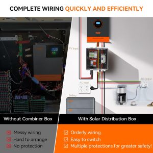 PV Combiner Box 1 String Solar Distribution Box with 25A, 125A DC Circuit Breakers, 63A AC Circuit Breakers, and Surge Protection. Solar PV Breaker Box fit for Wide Voltage 4/5KW Solar Inverter System