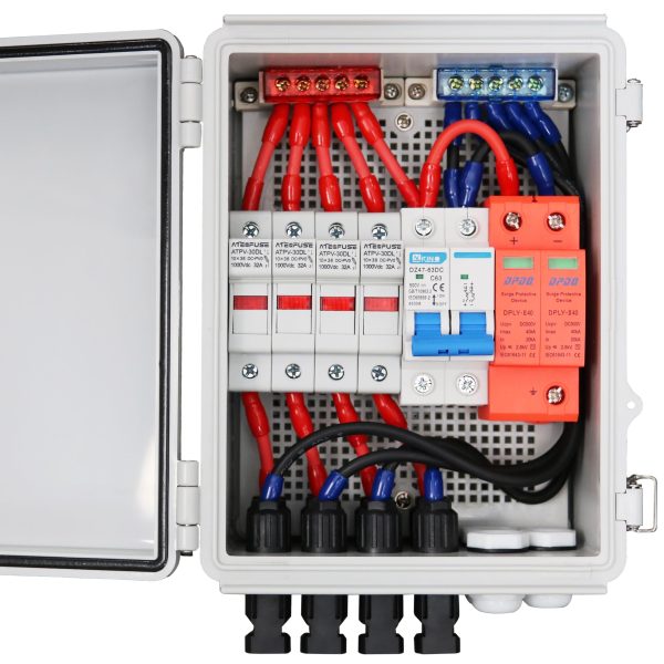 LiuTaoWMX Solar Combiner Box, PV Combiner Box with Circuit Breaker (4 String Combiner Box)