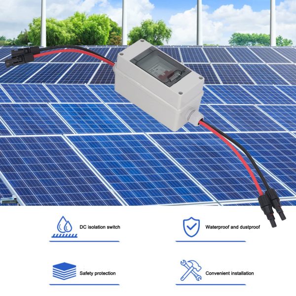 DC Miniature Circuit Breaker, 2 Pole 500V Isolator for Solar PV System, Thermal Magnetic Trip, DIN Rail Mount,Outdoor Use,DC Disconnect Switch with IP65 Waterproof Distribution Combiner Box(20A)